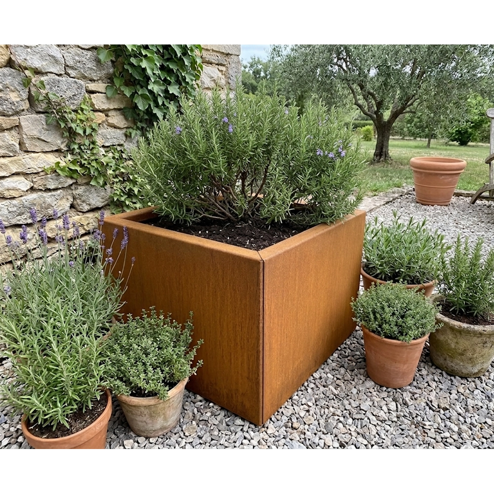 Fioriere in corten quadrate